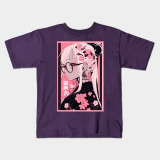 Aesthetic Anime Girl Pink Rosa Black | Quality Aesthetic Anime Design | Premium Chibi Manga Anime Art Kids T-Shirt